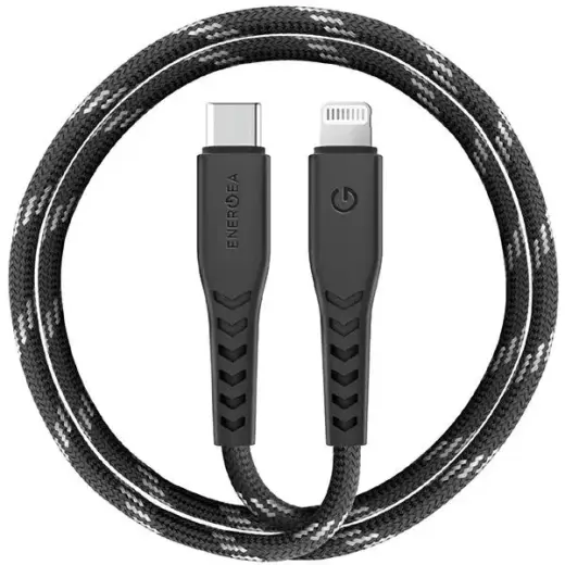 Energea Nyloflex провод для передачи данных и зарядки | MFI | USB-C на Lightning | 15W | 1.5m | черный