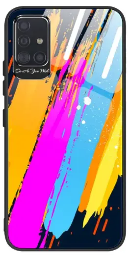 Fusion Color Glass Back Case Silikona Aizsargapvalks Priekš Samsung A515 Galaxy A51 (Design 3)