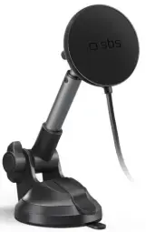 Telescopic smartphone holder with inductive charger SBS TESUPPMAG15WLONGARM with suction cup, compatible with MagSafe - black