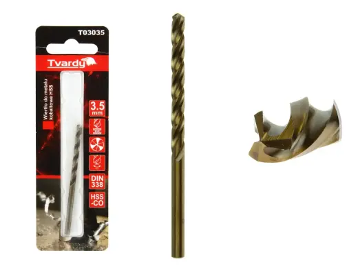 HSS Kobalto grąžtas M35, 3 briaunos, aštrus, 3,5 mm