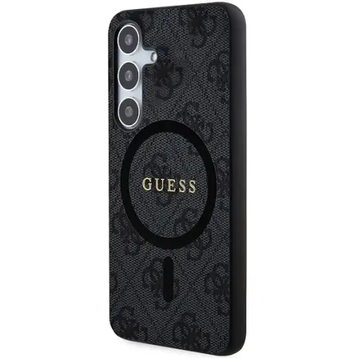 Guess GUHMS24SG4GFRK S24 S921 czarny|black hardcase 4G Collection Leather Metal Logo MagSafe