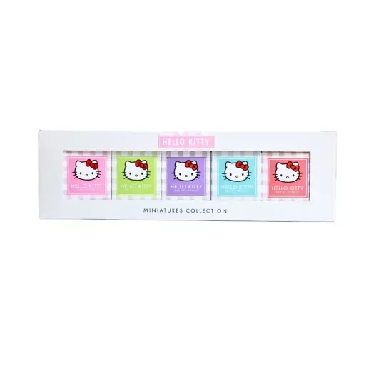 Set Hello Kitty: Iconic Vichy Bleu, Eau De Toilette, For Girls, 5 ml *Miniature + Iconic Vichy Vert, Eau De Parfum, For Girls, 5 ml *Miniature + Iconic Vichy Rouge, Eau De Toilette, For Girls, 5 ml *Miniature + Iconic Vichy Rose, Eau De Toilette, For Girls, 5 ml *Miniature + Iconic Vichy Violet, Eau De Toilette, For Girls, 5 ml *Miniature
