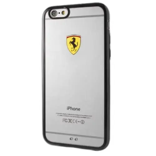 Ferrari kietas dėklas FEHCP6LBK iPhone 6|6S Plus racing shield skaidrus juodas