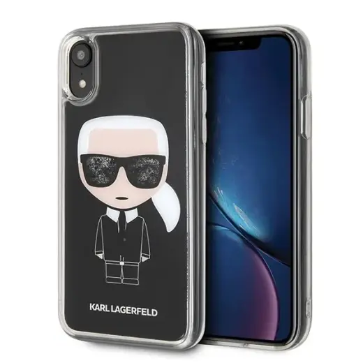 Karl Lagerfeld Iconic с блестками чехол для телефона для iPhone XR черный
