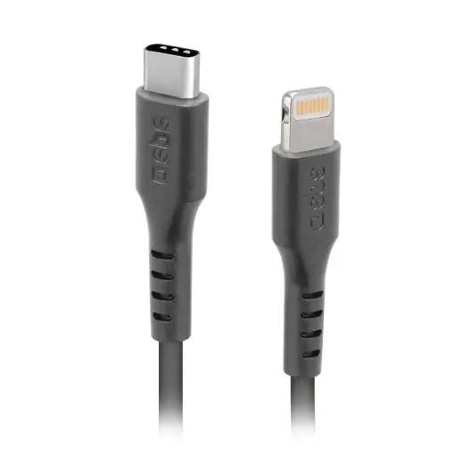 data transfer and charging cable | USB-C to Lightning | 1m | black
