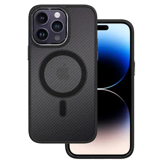 Tel Protect Magnetic Carbon Case for Iphone 15 Pro Max Black
