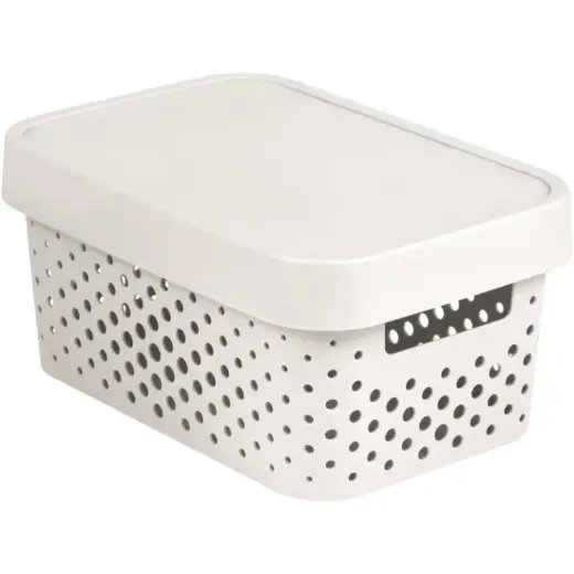 Kaste caurumota ar vāku Infinity Recycled 4,5L 27x19x12cm balta