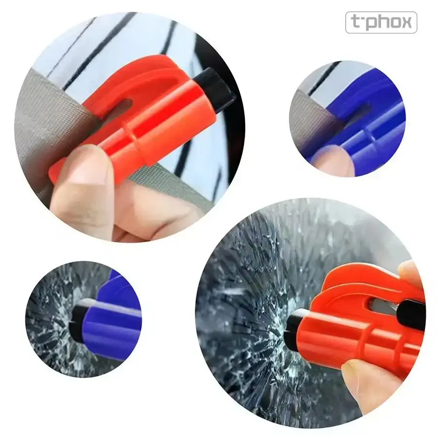 T-PHOX CAR ACCESSORIES WINDOW HAMMER + WINDOW CUTTER BLACK