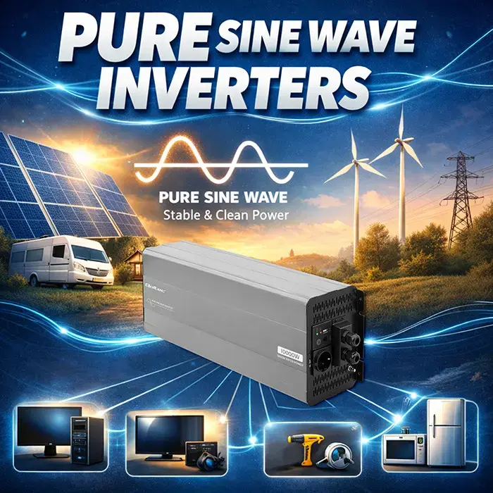 Qoltec Pure Sine Wave Inverter | 24V to 230V | 5000/10000W | USB | Compatible with LiFePO4 GEL AGM