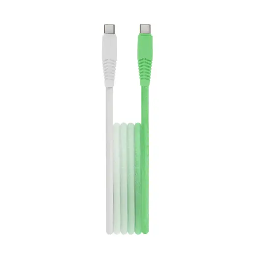 Setty KGC-C-1.5320 datu pārraides un uzlādes vads | USB-C uz USB-C | 15W | 1.5m | zaļš, balts