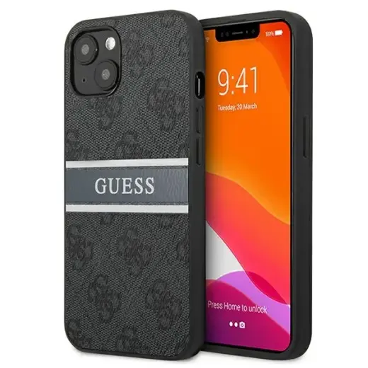 GUHCP13M4GDGR Guess PU 4G Printed Stripe Case for iPhone 13 Grey