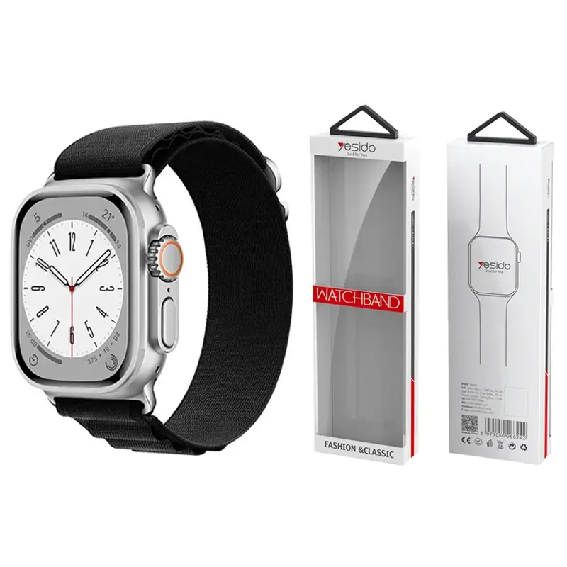 YESIDO WB24 APPLE WATCH SPORT STRAP LOOP 42/44/45 BLACK