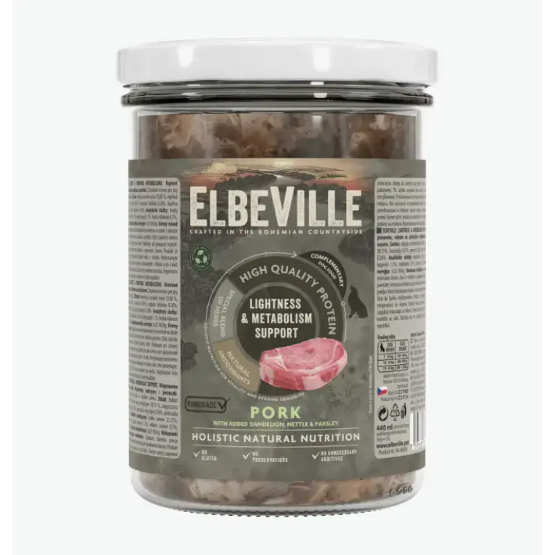 Konservi suņiem – ElbeVille Lightness and Metabolism Support, Pork with added Cream, 440 m