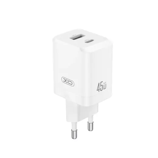 XO tīkla lādētājs CE36 | 45W PD | 1x USB-C | 1x USB | balts
