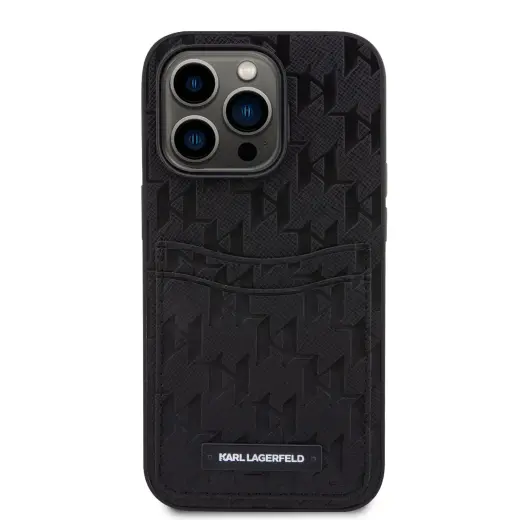 Karl Lagerfeld Saffiano Monogram Card Slot Case for iPhone 14 Pro Max Black