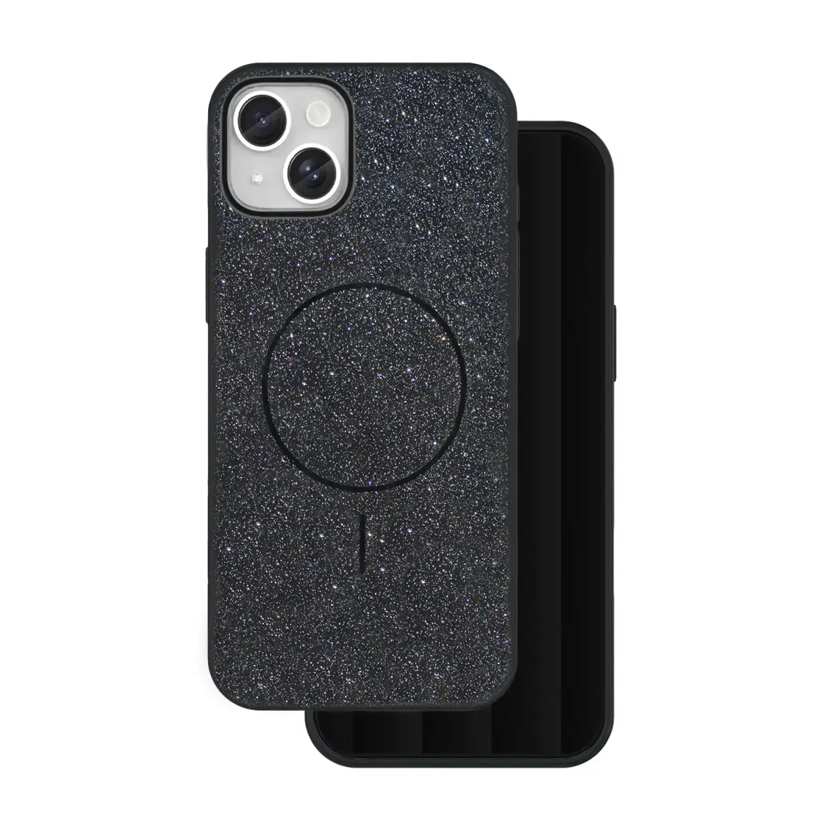 Glitter Thin Mag чехол с поддержкой MagSafe для телефона iPhone 15 чёрный