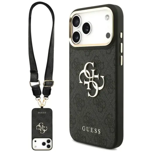 Case Guess 4G Big 4G Classic Logo Big    Strap Metal Buttons for iPhone 18 Pro / 17 Pro black