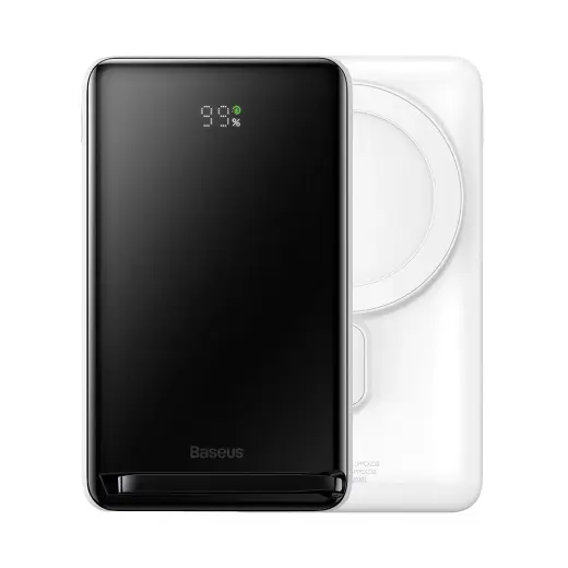 Baseus Magnetic Bracket Wireless Fast Charge Power Bank 10000mAh 20W White (With Baseus Xiaobai series fast charging Cable Type-C to Type-C 60W(20V|3A) 50cm white)