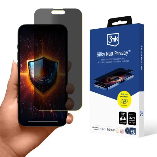 3mk Silky Matt Privacy apsauginė plėvelė telefonui iPhone 15 Plus (privatumo efektas)