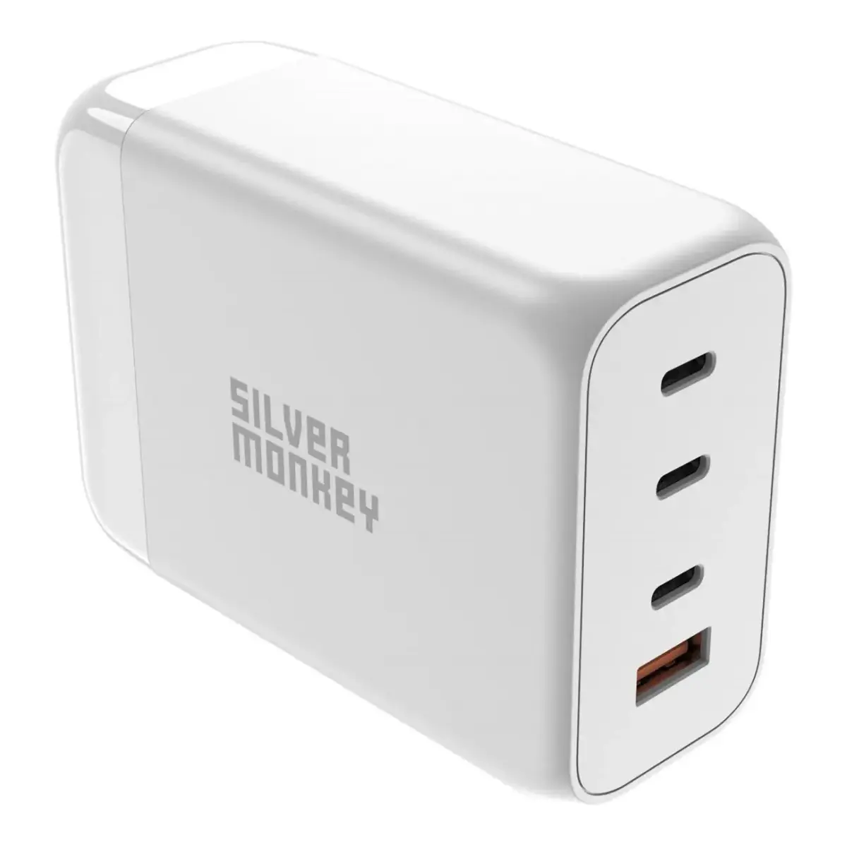 Silver Monkey SMA156 travel charger | 200W | GaN, PD, QC 3.0 | USB-C, USB-A | with Detachable Power Cable included | white