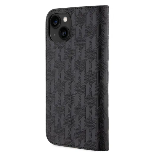 Karl Lagerfeld PU Saffiano Monogram Book Case for iPhone 13 Black