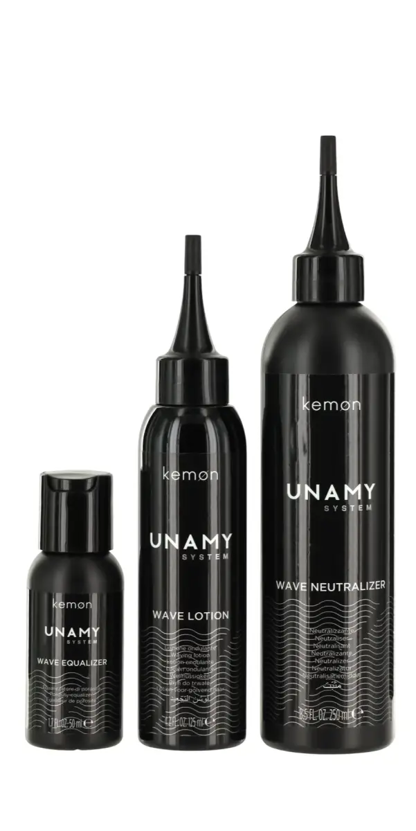 Unamy System Wave Set Kemon: Wave Equalizer, Hair Treatment Lotion Mask, 50 ml + Wave Lotion, Hair Treatment Lotion Mask, 150 ml + Wave Neutralizer, Hair Treatment Lotion Mask, 250 ml