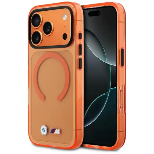 BMW M IML Metal Logos telefoni ümbris MagSafe toega iPhone 17 Pro oranž