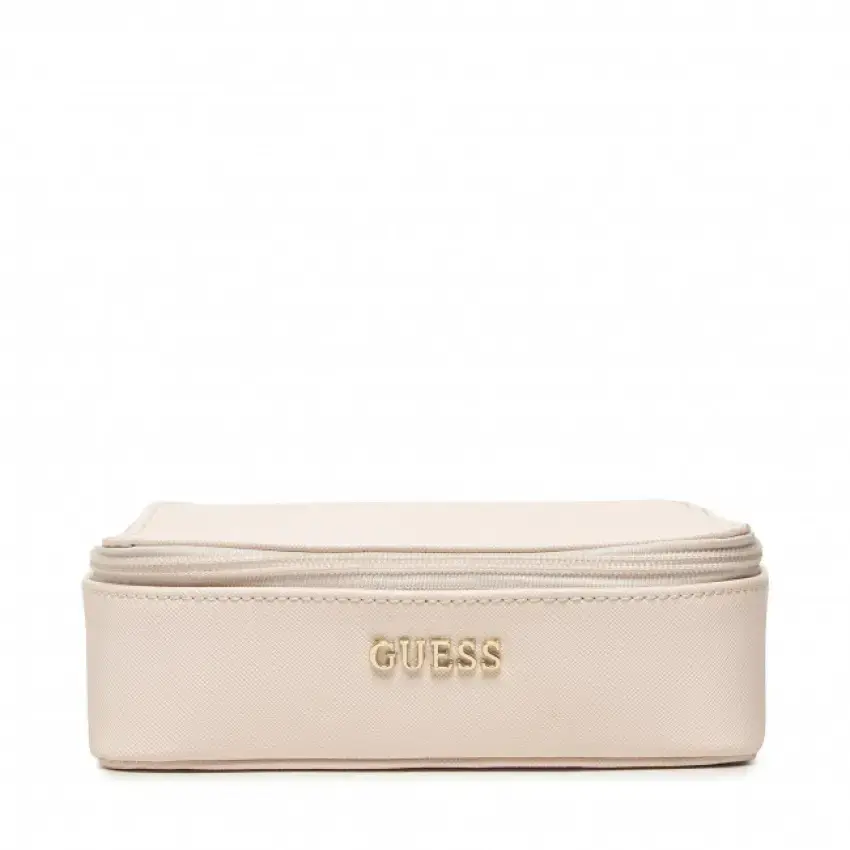 Guess, Holdall, Synthetic Leather, Textile Bag, Jewelry Case, Cream, For Women, 18 x 6 x 18cm