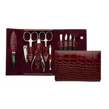 DuKaS PL25204 Solingen - Family red manicure set made of genuine leather