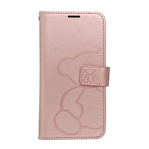 MEZZO teddy bear knyginio tipo telefono dėklas Samsung Galaxy S25 Edge (S937) rožinis (pliušinis meškiukas)