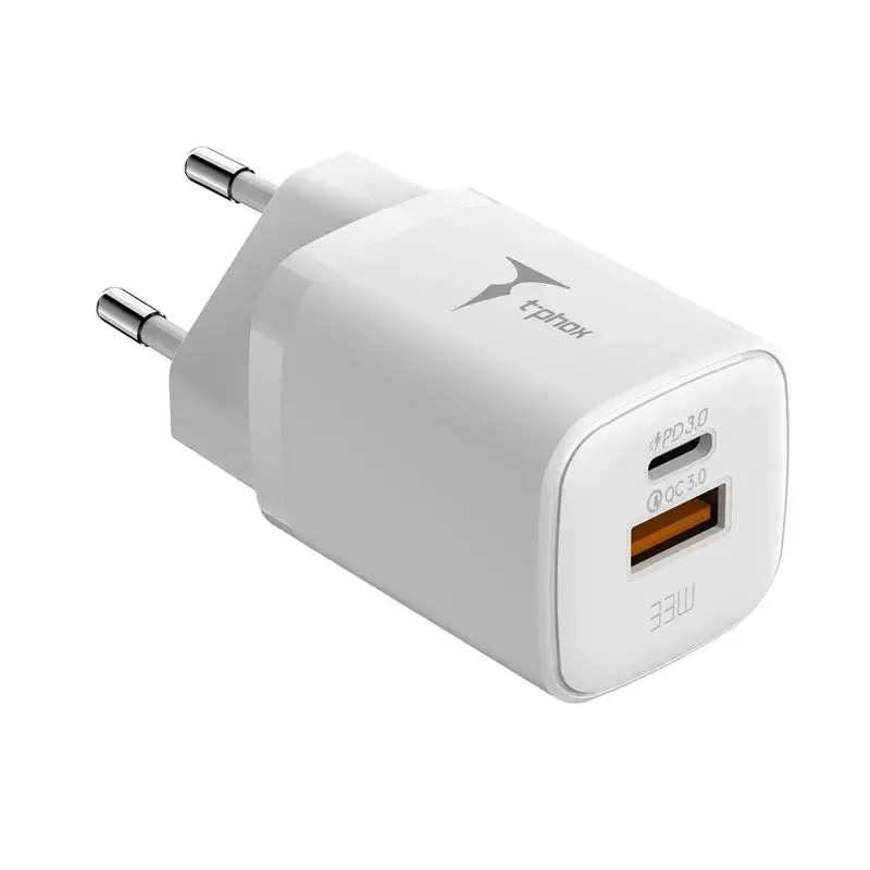 WALL CHARGER T-PHOX HANDY SERIES 33W T-PP08 USB/USB-C WHITE