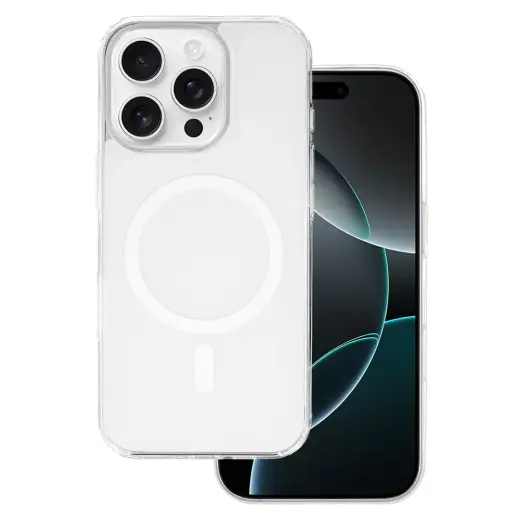 Glossy telefono dėklas su MagSafe palaikymu iPhone 16 Pro Max baltas