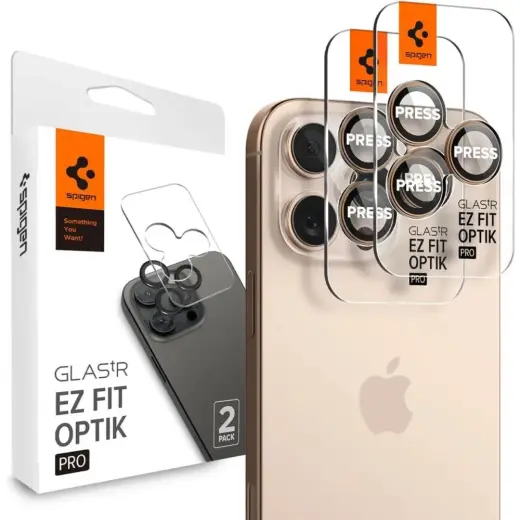 Spigen Optik Pro GLAS.TR âEZ FITâ Camera Protector 2-PACK for iPhone 16 Pro | Pro Max - Brown
