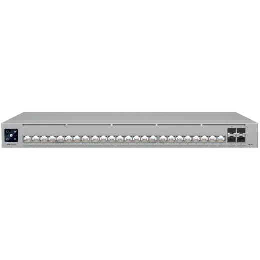 Ubiquiti Layer 3 Etherlighting switch USW-PRO-HD-24-EU, (22) 2.5 GbE, (2) 10 GbE ports, (4) 10G SFP+ ports. DC power backup ready