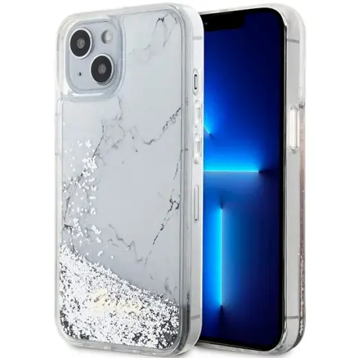 Guess GUHCP14SLCSGSGH iPhone 14 6.1" biały|white hardcase Liquid Glitter Marble