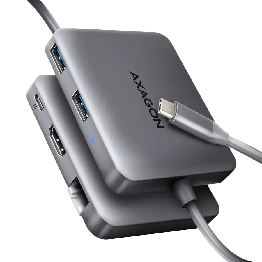 AXAGON HMC-5HL USB 5Gbps hub, 2x USB-A, HDMI 4k/60Hz, RJ-45, PD 100W, 20c