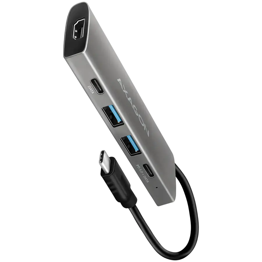 AXAGON HMC-5G21 2x USB-A + 2x USB-C + HDMI 4K/30Hz, USB-C 3.2 Gen 2 10Gbps hub, PD 60W, 13cm USB-C cable