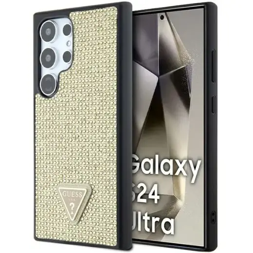 Guess GUHCS24LHDGPPD S24 Ultra S928 złoty|gold hardcase Rhinestone Triangle
