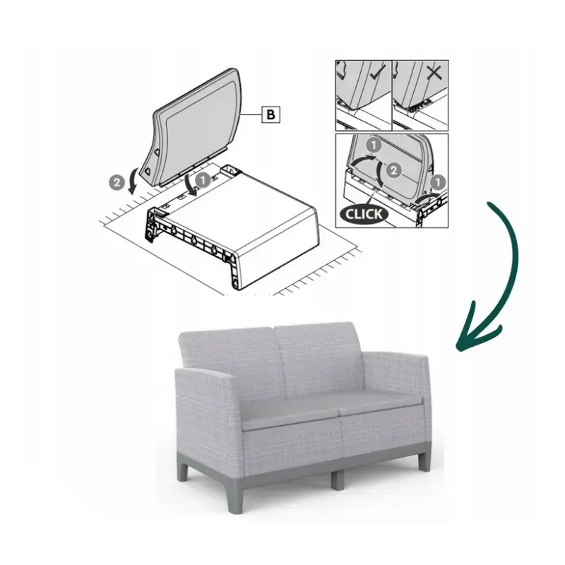 Dārza dīvāns divvietīgs Scandi Form 2 Seater Sofa gaiši pelēks/tumša tērauda pelēks