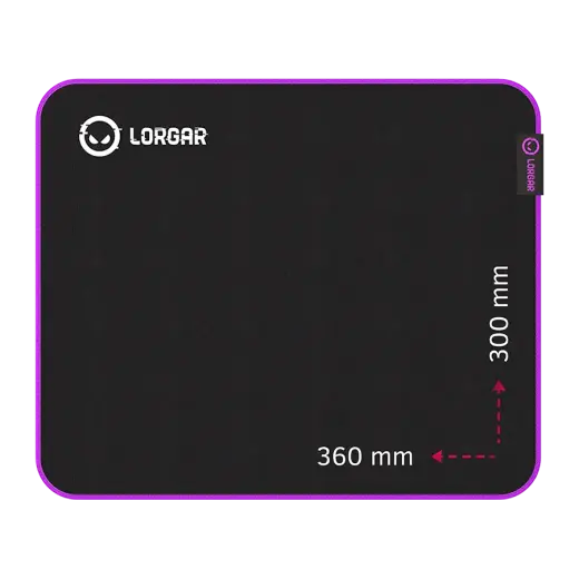 Lorgar Main 313, Gaming mouse pad, High-speed surface, Purple anti-slip rubber base, size: 360mm x 300mm x 3mm, weight 0.195kg