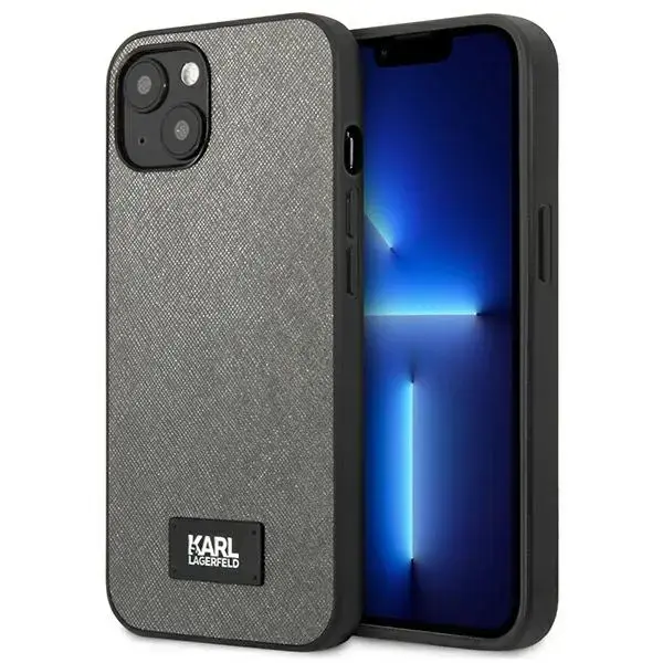 Karl Lagerfeld KLHCP13MSFMP2DG iPhone 13 6,1" hardcase srebrny|silver Saffiano Plaque