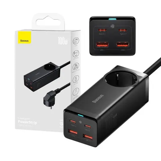 Baseus GaN3 Pro travel charger | 100W | GaN | USB-A, USB-C, AC | black