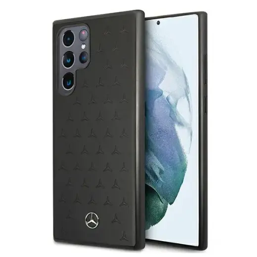Mercedes MEHCS22LPSQBK S22 Ultra S908 czarny|black hardcase Leather Stars Pattern