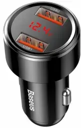 Baseus Magic Series Dual QC auto lādētājs CCMLC20A-01 | 45W | QC | USB-A | ar LCD ekrānu | melns