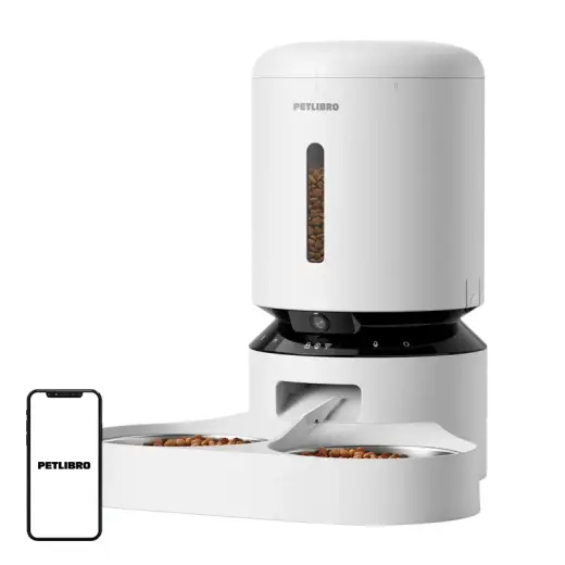 Petlibro Granary camera feed dispenser with double bowl, 5L (white)
