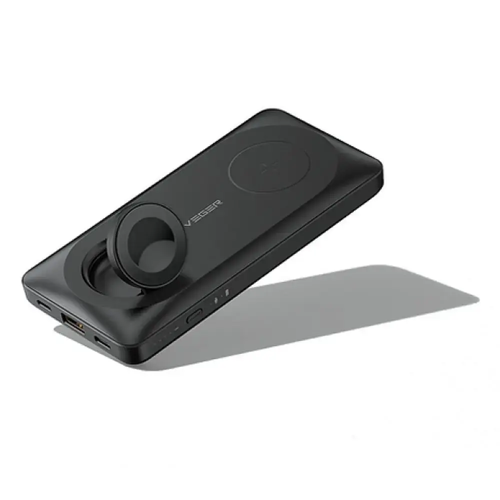 Veger MagMulti ārējais akumulators (powerbank) | 10 000 mAh | 22.5W | PD, QC | USB-C, USB-A, MagSafe, Wireless, Apple Watch | melns