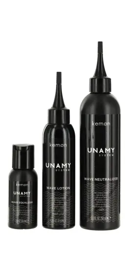 Unamy System Wave Set Kemon: Wave Equalizer, Hair Treatment Lotion Mask, 50 ml + Wave Lotion, Hair Treatment Lotion Mask, 150 ml + Wave Neutralizer, Hair Treatment Lotion Mask, 250 ml