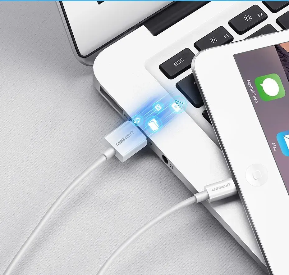 Ugreen 20728 datu pārraides un uzlādes vads | MFI | USB-A uz Lightning | 12W | 1m | balts