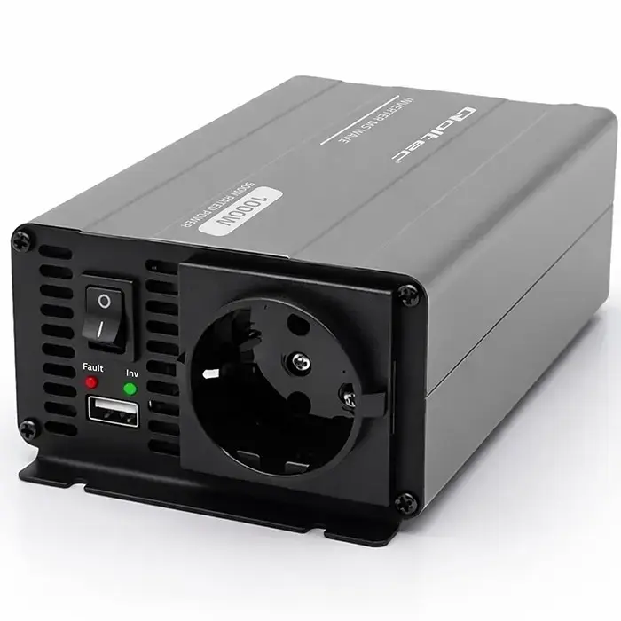 Qoltec MS Wave Voltage Converter | 12V to 230V | 500/1000W | USB | Compatible with LiFePO4, GEL and AGM batteries