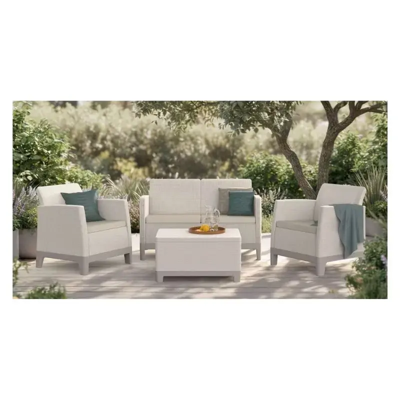 Dārza mēbeļu komplekts Scandi Forma 2 Seater Set oļu pelēks/gaiši bēšs